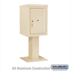 4C Pedestal Mailbox (Includes 26 Inch High Pedestal and Master Commercial Lock) - 6 Door High Unit (51-5/8 Inches) - Single Colu