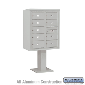 4C Pedestal Mailbox (Includes 26 Inch High Pedestal and Master Commercial Lock) - 10 Door High Unit (65-5/8 Inches) - Double Col