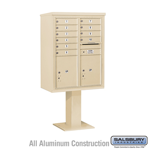 4C Pedestal Mailbox (Includes 26 Inch High Pedestal and Master Commercial Locks) - 11 Door High Unit (69-1/8 Inches) - Double Co