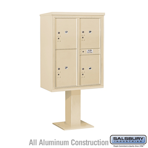 4C Pedestal Mailbox (Includes 26 Inch High Pedestal and Master Commercial Locks) - 11 Door High Unit (69 1/8 Inches) - Double Co