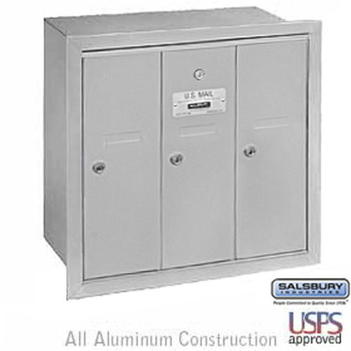 Vertical Mailbox - 3 Doors - Aluminum - Recessed Mounted - USPS Access