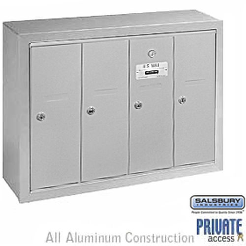 Vertical Mailbox (Includes Master Commercial Lock) - 4 Doors - Aluminum - Surface Mounted - Private Access