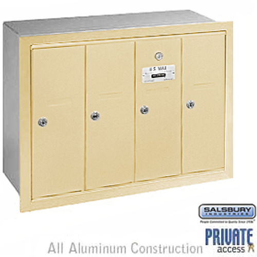 Vertical Mailbox (Includes Master Commercial Lock) - 4 Doors - Sandstone - Recessed Mounted - Private Access