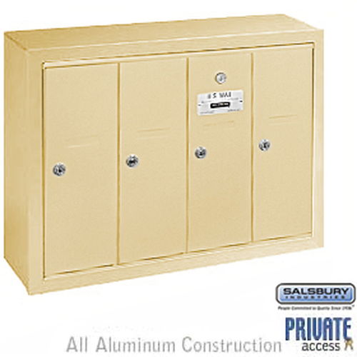 Vertical Mailbox (Includes Master Commercial Lock) - 4 Doors - Sandstone - Surface Mounted - Private Access