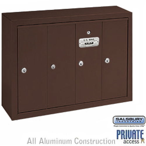 Vertical Mailbox (Includes Master Commercial Lock) - 4 Doors - Bronze - Surface Mounted - Private Access