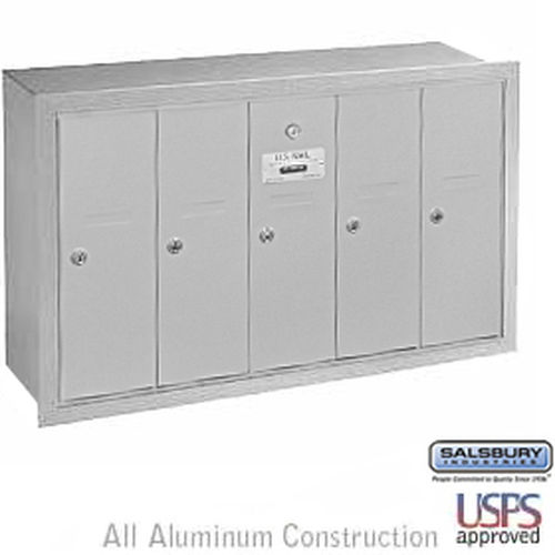 Vertical Mailbox - 5 Doors - Aluminum - Recessed Mounted - USPS Access