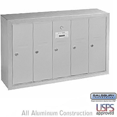 Vertical Mailbox - 5 Doors - Aluminum - Surface Mounted - USPS Access