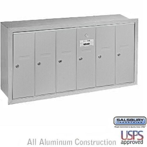 Vertical Mailbox - 6 Doors - Aluminum - Recessed Mounted - USPS Access