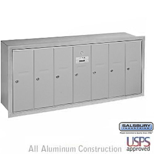 Vertical Mailbox - 7 Doors - Aluminum - Recessed Mounted - USPS Access