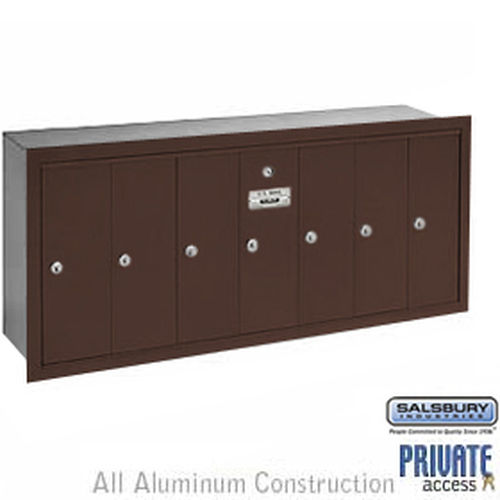 Vertical Mailbox (Includes Master Commercial Lock) - 7 Doors - Bronze - Recessed Mounted - Private Access