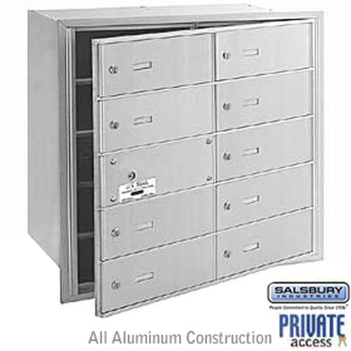 4B+ Horizontal Mailbox (Includes Master Commercial Lock) - 10 B Doors (9 usable) - Aluminum - Front Loading - Private Access
