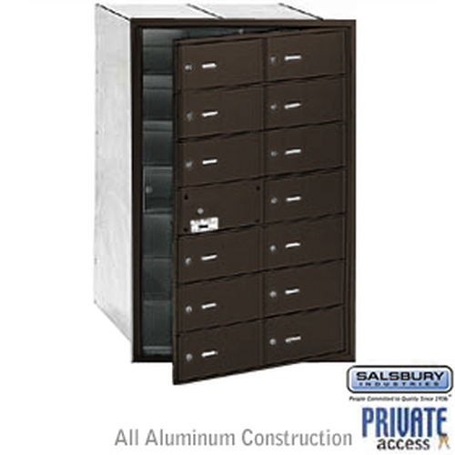 4B+ Horizontal Mailbox (Includes Master Commercial Lock) - 14 B Doors (13 usable) - Bronze - Front Loading - Private Access