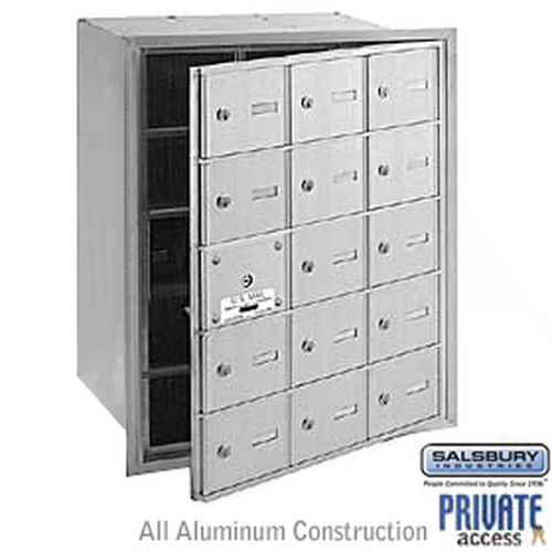 4B+ Horizontal Mailbox (Includes Master Commercial Lock) - 15 A Doors (14 usable) - Aluminum - Front Loading - Private Access