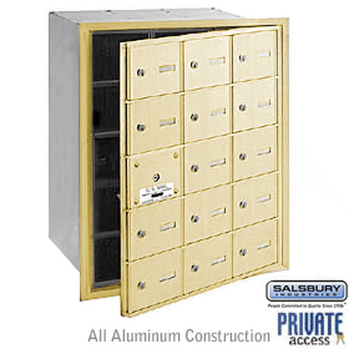 4B+ Horizontal Mailbox (Includes Master Commercial Lock) - 15 A Doors (14 usable) - Sandstone - Front Loading - Private Access