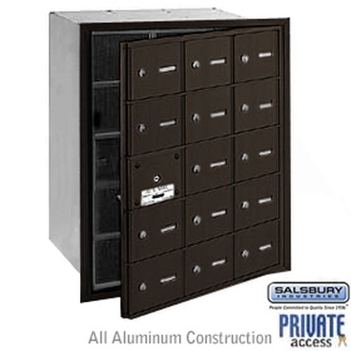 4B+ Horizontal Mailbox (Includes Master Commercial Lock) - 15 A Doors (14 usable) - Bronze - Front Loading - Private Access