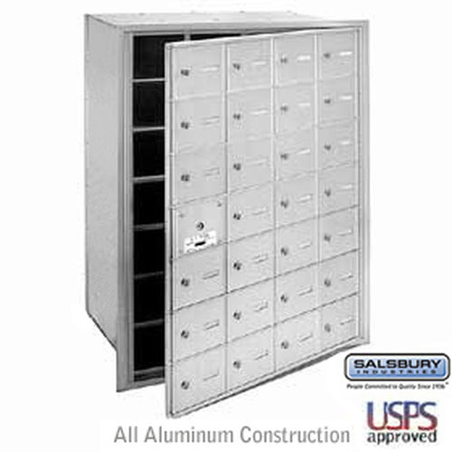 4B+ Horizontal Mailbox - 28 A Doors (27 usable) - Aluminum - Front Loading - USPS Access