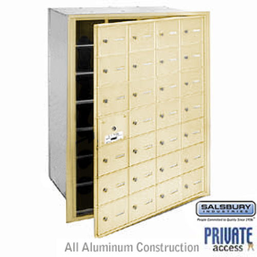 4B+ Horizontal Mailbox (Includes Master Commercial Lock) - 28 A Doors (27 usable) - Sandstone - Front Loading - Private Access