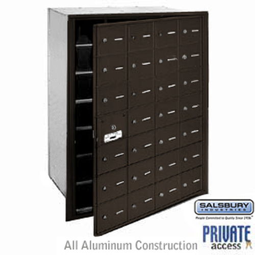 4B+ Horizontal Mailbox (Includes Master Commercial Lock) - 28 A Doors (27 usable) - Bronze - Front Loading - Private Access