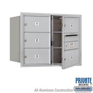 4C Horizontal Mailbox (Includes Master Commercial Locks) - 6 Door High Unit (23 1/2 Inches) - Double Column - 5 MB2 Doors - Alum