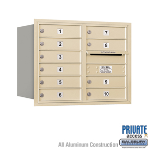 4C Horizontal Mailbox - 6 Door High Unit (23 1/2 Inches) - Double Column - 10 MB1 Doors - Sandstone - Rear Loading - Private Acc