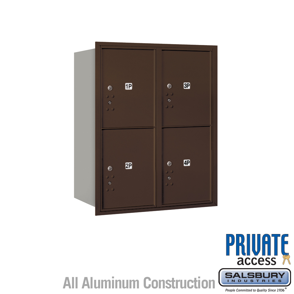 4C Horizontal Mailbox (Includes Master Commercial Locks) - 10 Door High Unit (37 1/2 Inches) - Double Column - Stand-Alone Parce