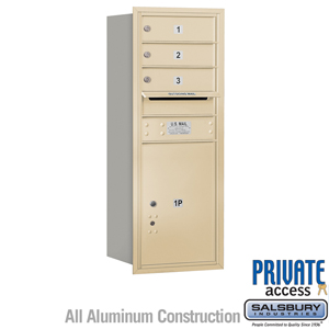 4C Horizontal Mailbox (Includes Master Commercial Lock) - 10 Door High Unit (37 1/2 Inches) - Single Column - 3 MB1 Doors / 1 PL