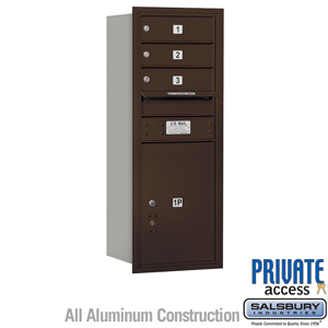 4C Horizontal Mailbox (Includes Master Commercial Lock) - 10 Door High Unit (37 1/2 Inches) - Single Column - 3 MB1 Doors / 1 PL