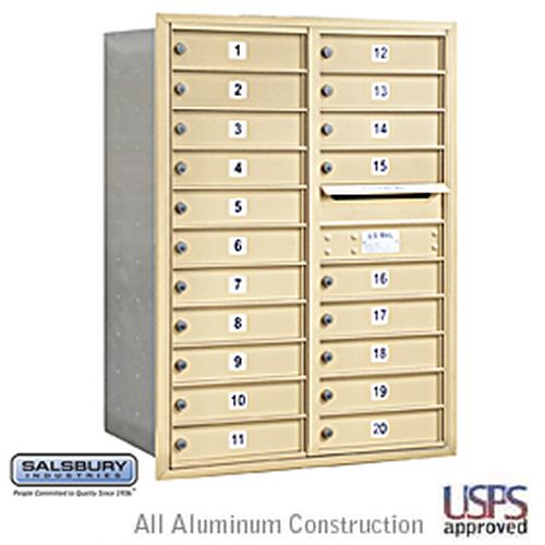 4C Horizontal Mailbox - 11 Door High Unit - Double Column - 20 MB1 Doors - Sandstone - Rear Loading - USPS Access