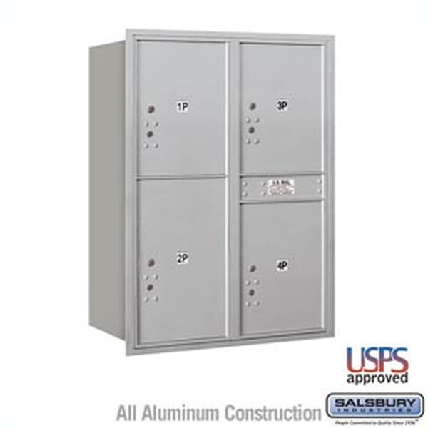 4C Horizontal Mailbox - 11 Door High Unit (41 Inches) - Double Column - Stand-Alone Parcel Locker - 3 PL5's and 1 PL6 - Aluminum