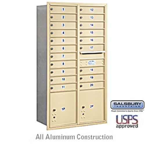 4C Horizontal Mailbox - Maximum Height Unit - Double Column - 20 MB1 Doors - Sandstone - Rear Loading - USPS Access