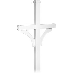 Deluxe Mailbox Post - 2 Sided for (2) Mailboxes - In-Ground Mounted - White