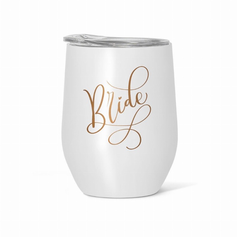 Stainless Steel White Bride Wine & Coffee Tumbler 16 oz