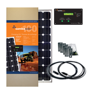 Samlex - 100 Watt Solar Charging Kit With 30 Amp Controller, Flat Surface Aluminum Mounting Brackets, Wiring & Hardware