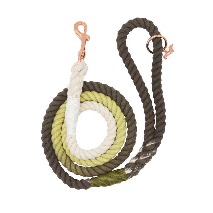 Rope Leash  5 Feet Multi  ombre olive