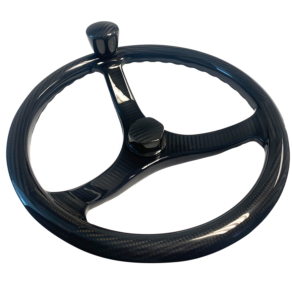 Schmitt Marine Carbon Fiber Primus Steering Wheel w/Santoprene Finger Grip - 13.5" Diameter - 3/4" Tapered Shaft w/Carbon Fiber 
