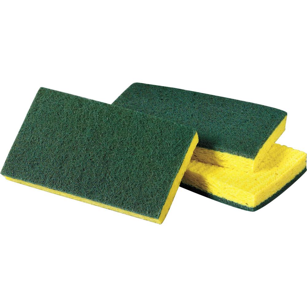 Scotch-Brite Medium-Duty Scrub Sponges - 3.5" Height x 6.3" Width x 6.1" Length x 700 mil Thickness - 60/Carton - Cellulose, Syn