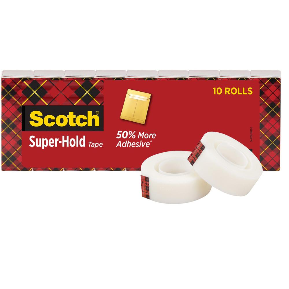 Scotch Super-Hold Tape - 27.78 yd Length x 0.75" Width - 10 / Pack - Clear