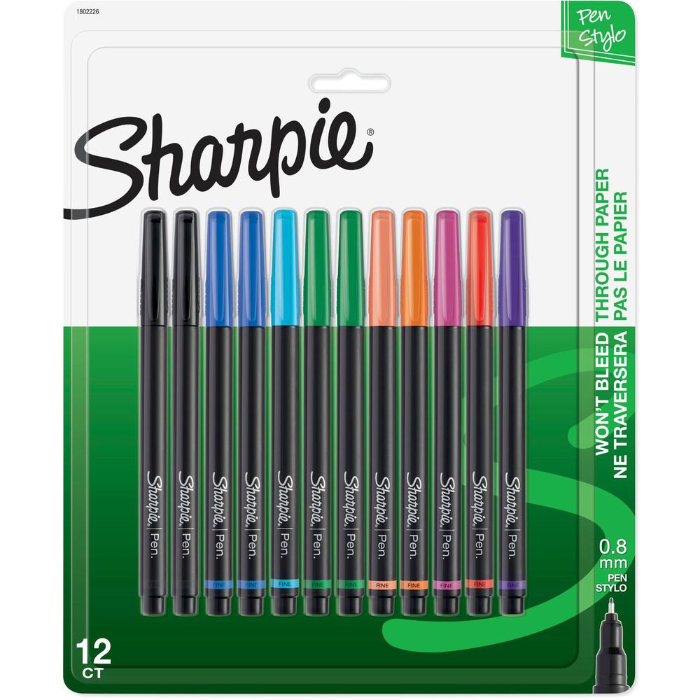 Sharpie Pen - Fine Point - Fine Pen Point - Black, Blue, Turquoise, Green, Clover, Orange, Hot Pink, Red, Purple, Coral - Black 