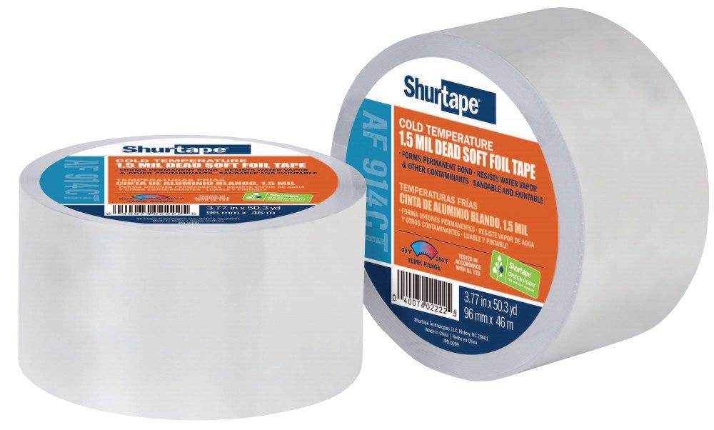 SHURTAPE AF 914CT COLD TEMPERATURE ALUMINUM FOIL TAPESLVR3.4 MILS48MMX46M