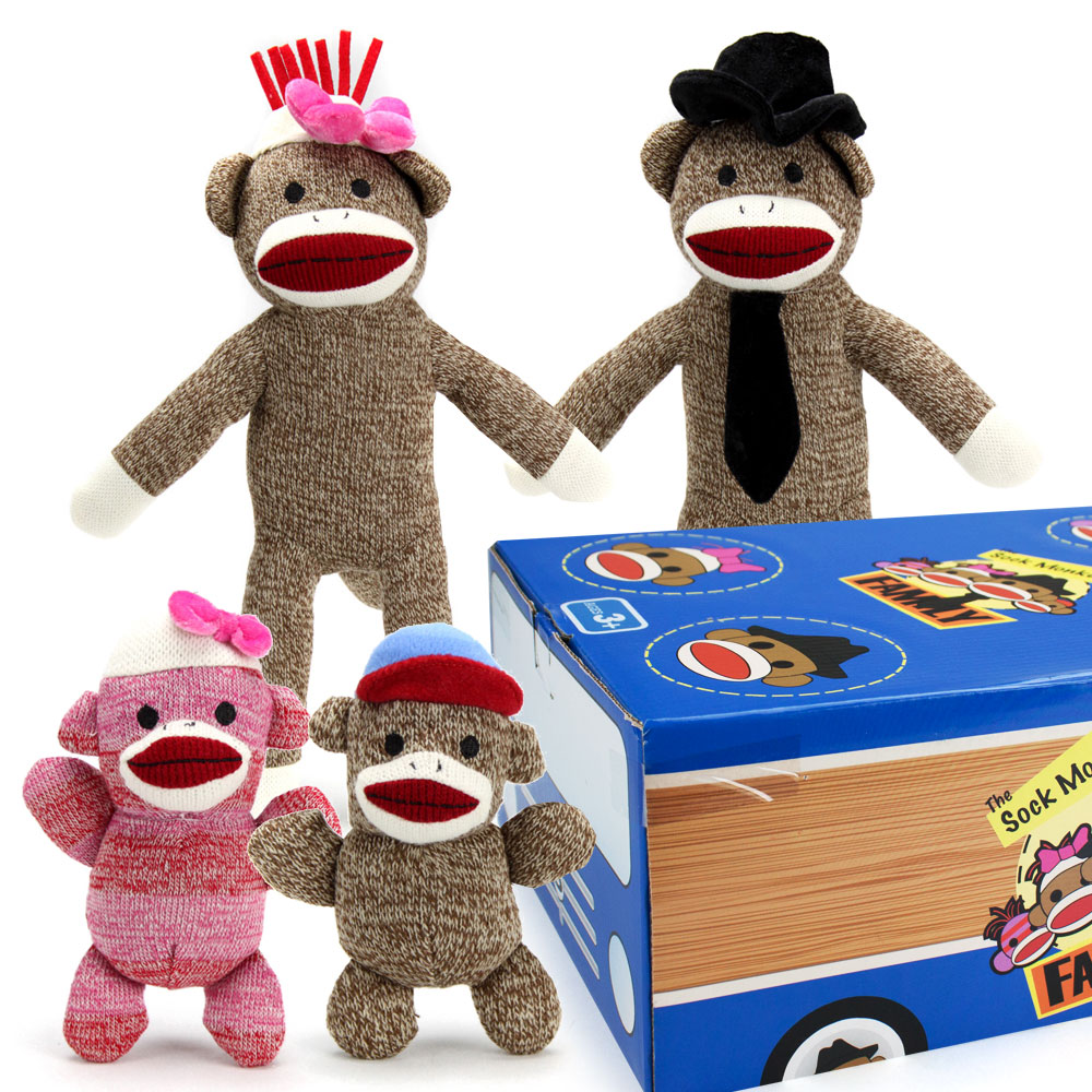 The Sock Monkey Family in Car Box