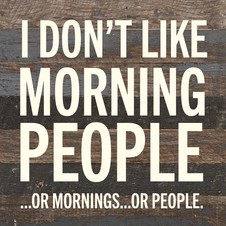 I don't like morning people...  or...   Wall Sign