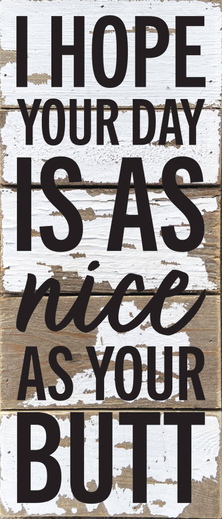 I hope your day is as nice as your butt... Wall Sign 6x14 SW - Silver White with Black Print