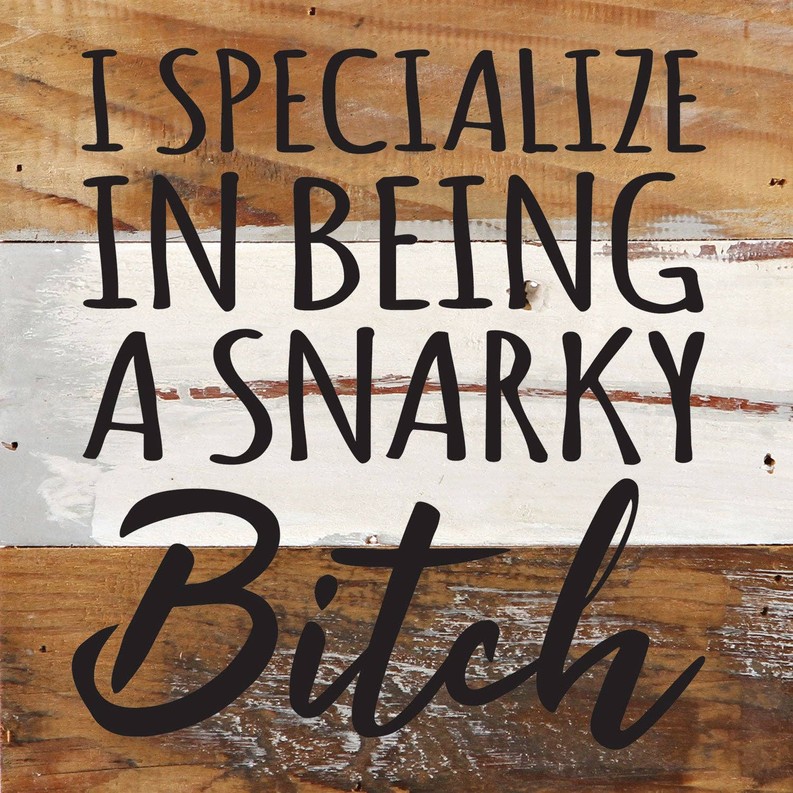 I specialize in being a snarky bitch... Wall Sign 6x6 BW - Blue Whisper with Black Print