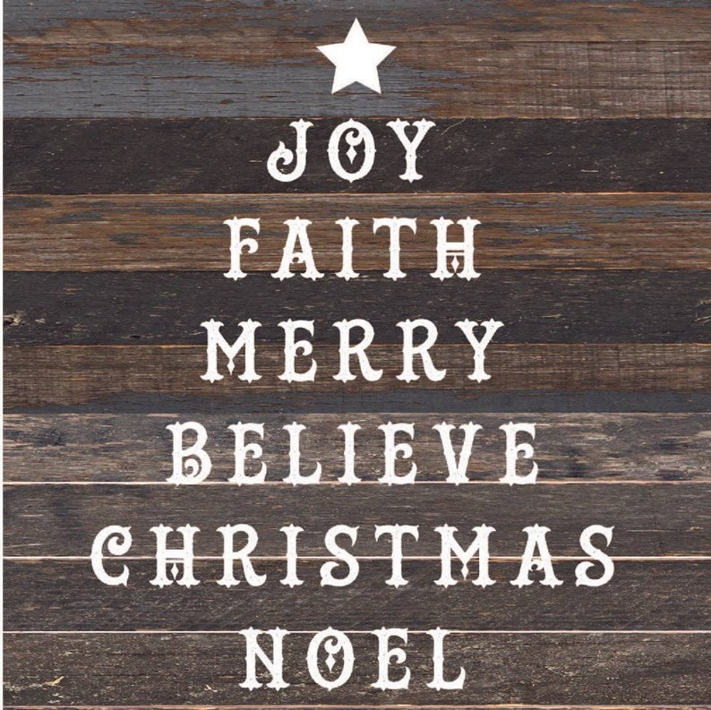 Joy Faith Merry Believe Christmas N... Wall Sign
