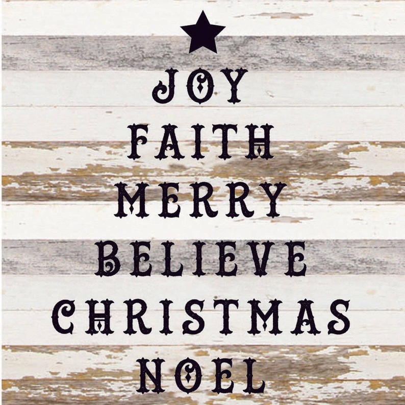 Joy Faith Merry Believe Christmas N... Wall Sign