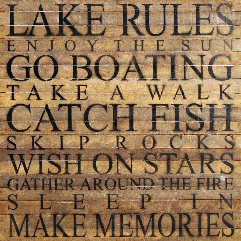 Lake Rules Enjoy the sun Go boating... Wall Sign