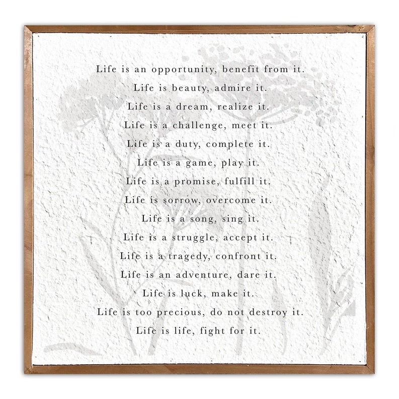 Life is an opportunity... / Pulp Paper Wall Decor