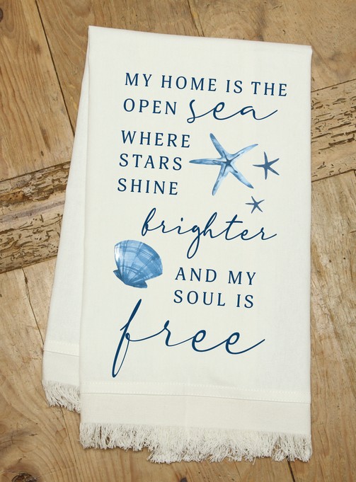 My home is the open sea where stars...  / Kitchen Towel
