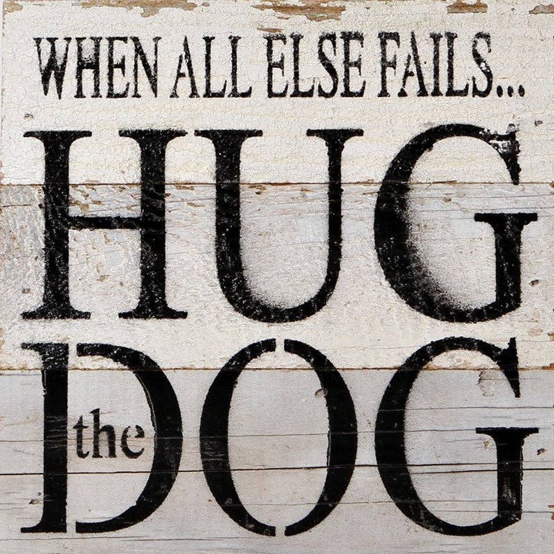 When all else fails... hug the dog... Wall Sign