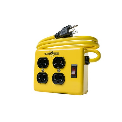 YELLOW JACKET 2177N METAL POWER BLOCK W/4 OUTLETS AND LIGHTED SWITCH 4FT CORD